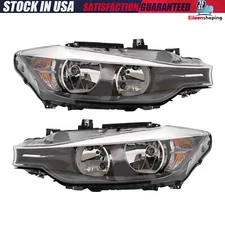 Right+Left Pair Halogen Headlights Lamps For 2012-2015 BMW 320i 328i Sedan Wagon