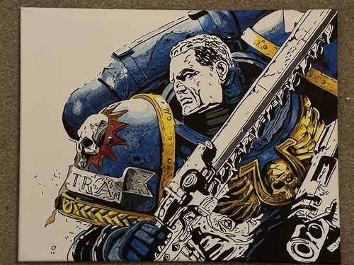Space Marine 2: Captain Titus Original acrylic Painting - Picture 5 of 7