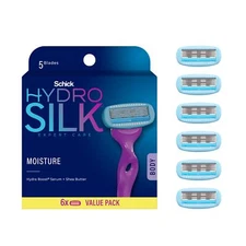 Schick Hydro Silk Razor Blade Cartridges 6 Count Moisture 5 Blades