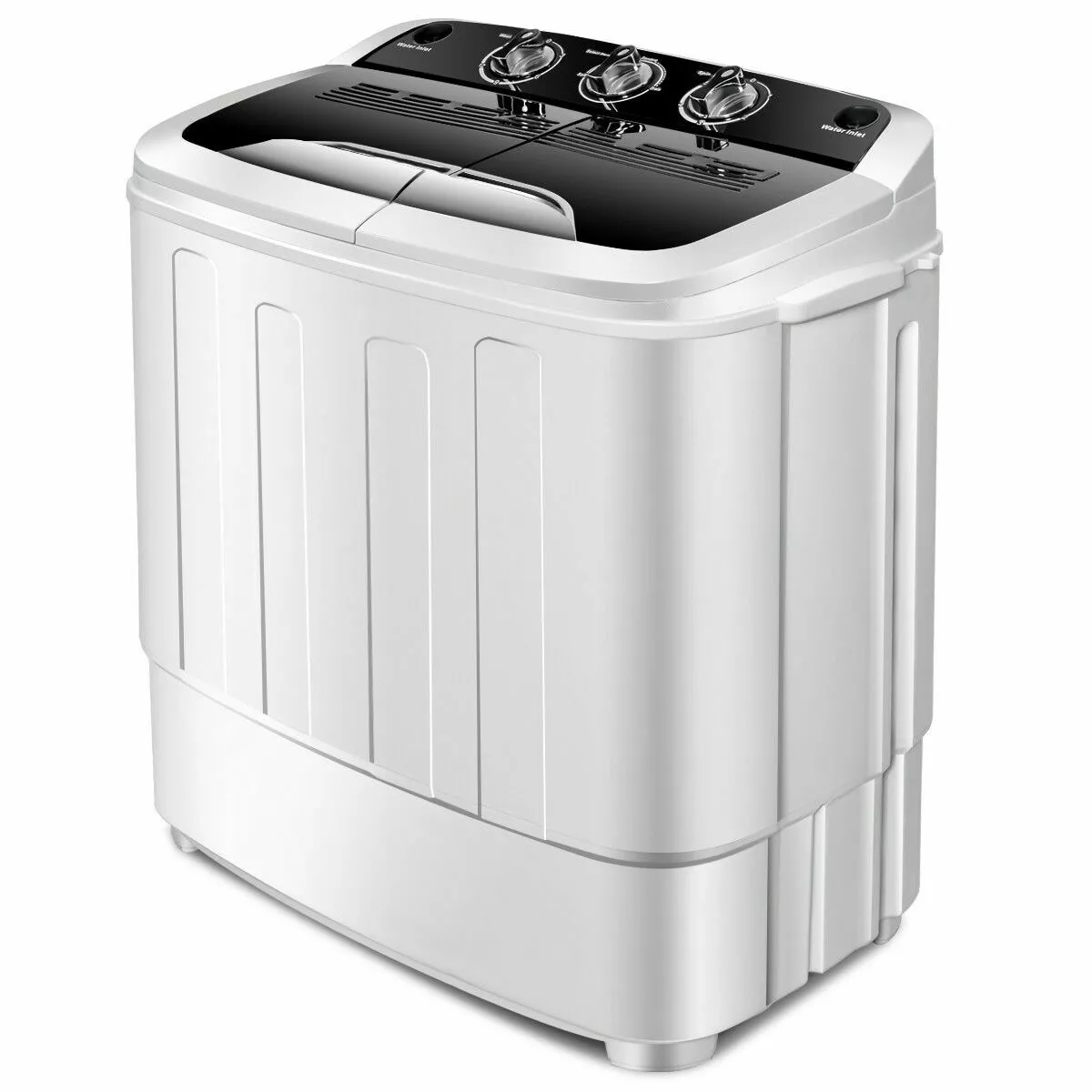 Mini Compact Twin Tub Washing Machine Washer 13lbs Spin Spinner Black &White New