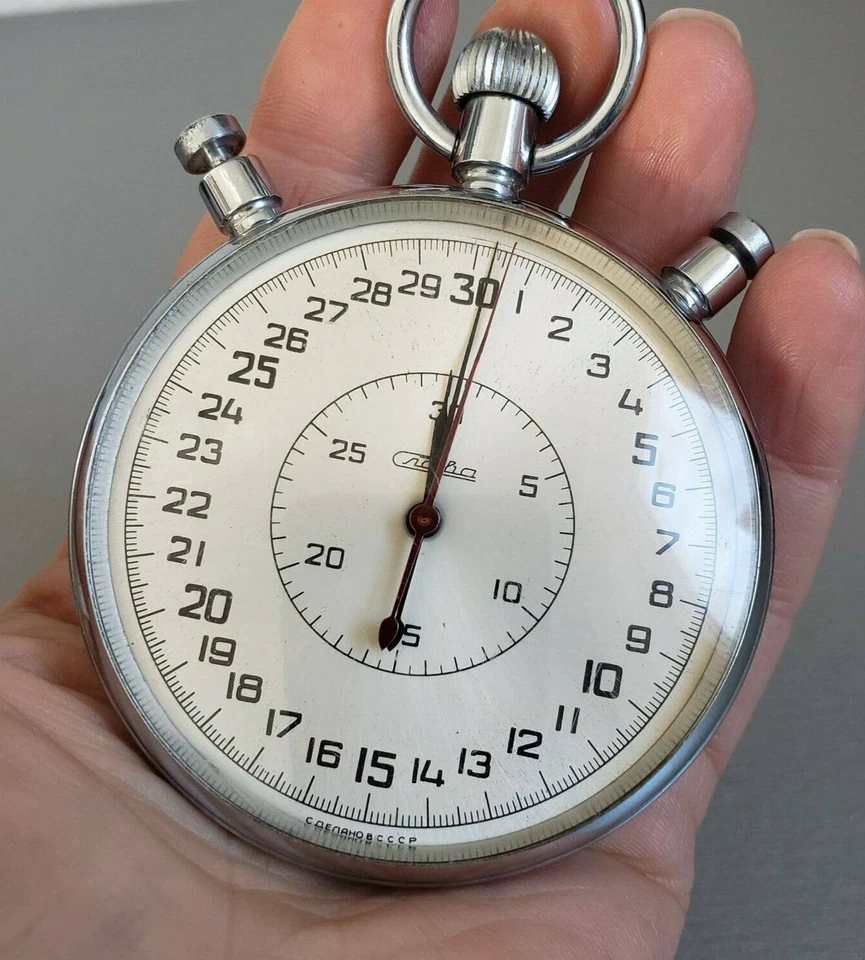 Cronómetro Slava Cronómetro Temporizador Mecánico 3 Botones Vintage Soviético Foto 2 de 4