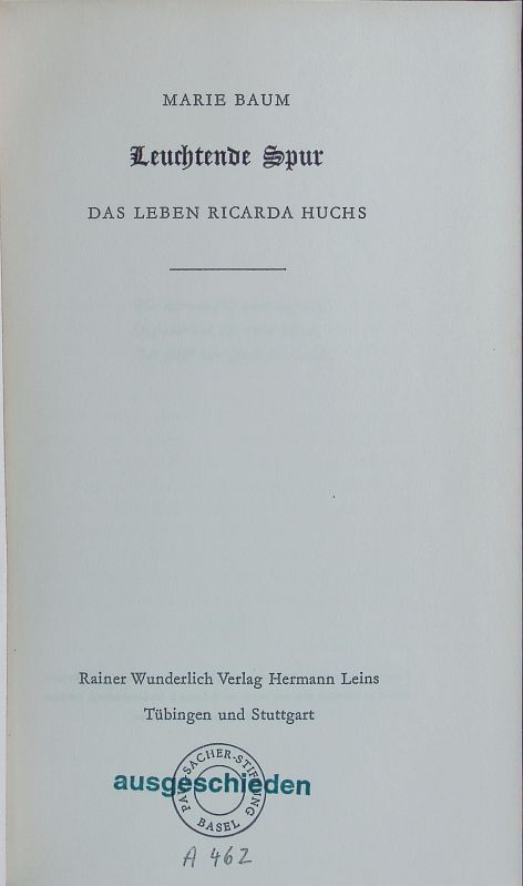 Leuchtende Spur. Baum, M.: