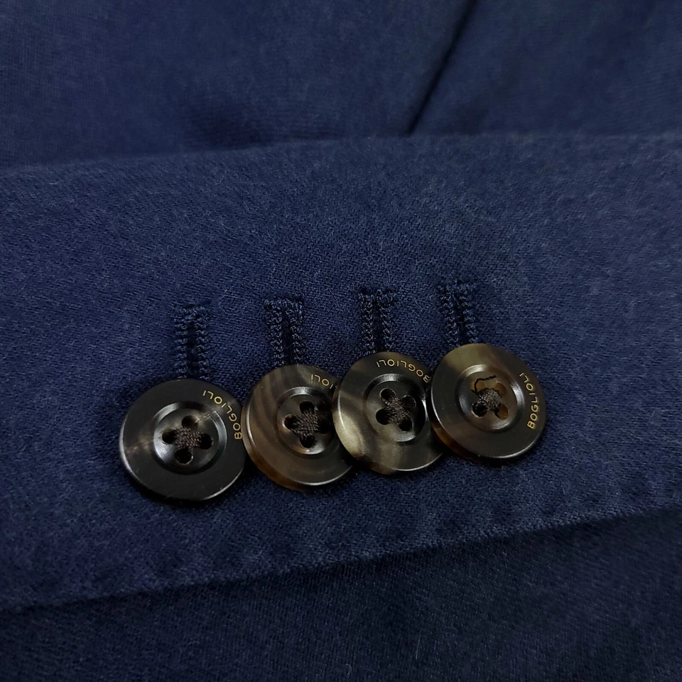 $2095 Boglioli Azul Marino Calce Ajustado Lana Seda K Chaqueta Para Hombres Talla Italia 56R EE. UU. 46R Foto 3 de 4