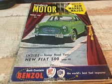 Mar 1958 MODERN MOTOR Magazine MORRIS MAJOR Consul LLOYD Fiat 500 JEEP