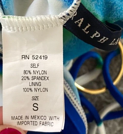 Blusa regata feminina Ralph Lauren azul verde branca tingida halter tamanho P - Imagem 4 de 4