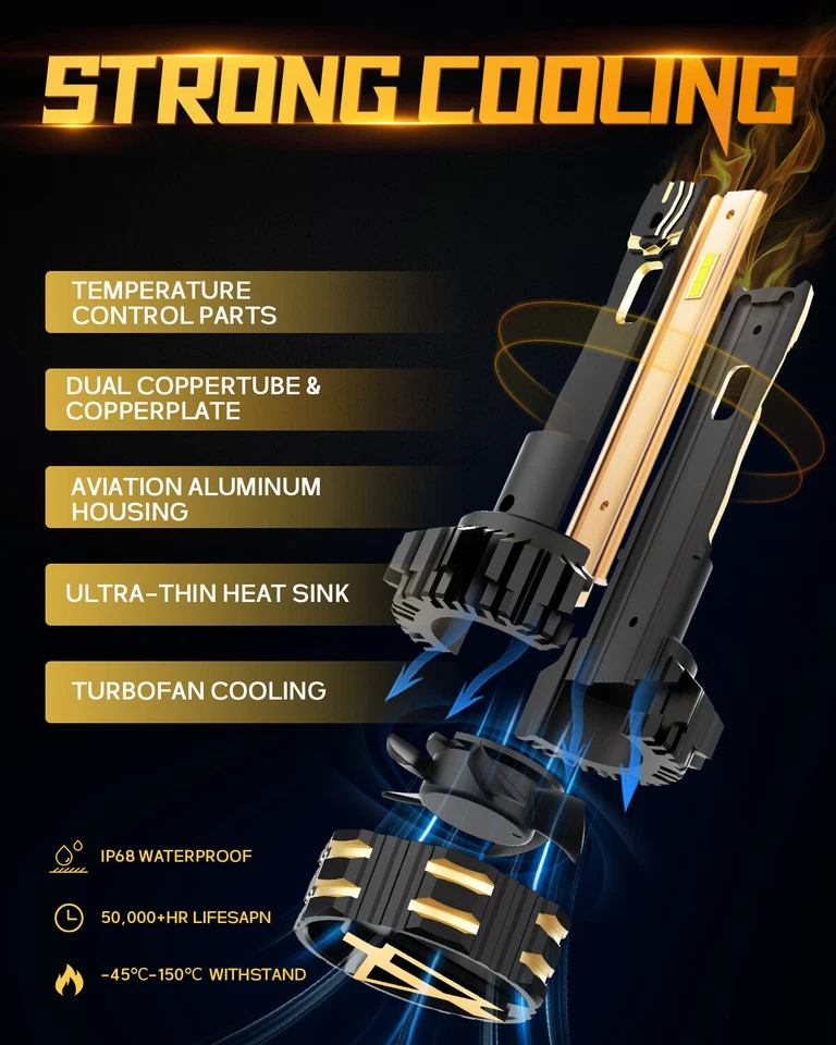 AUXBEAM Canbus LED Headlight 4 Bulbs 9005 9006 High Low Combo Super Bright White - Image 4 of 4