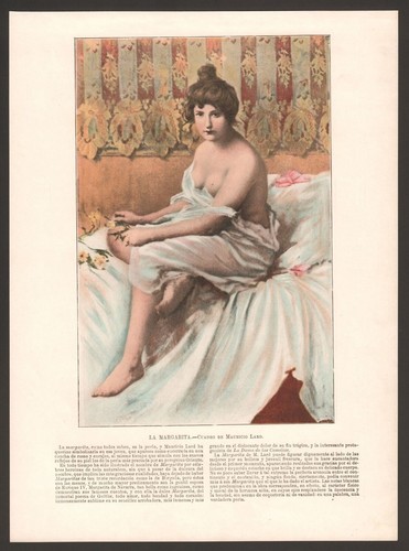 Lard LA MARGARITA The Daisy vintage boudoir fine art 1900 color art print 14x10 - Picture 2 of 3