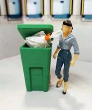 Half (1:24) Scale 1:24 Scale (Half scale) Wheelie Bin Trash Can Recycle Working