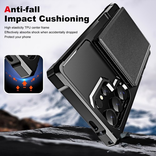 Shockproof Credit Card Slot Leather Back Case Cover For Samsung Galaxy Phone - Picture 24 of 52