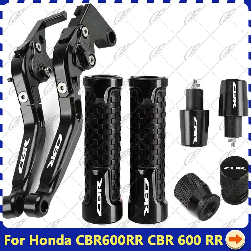 Black For HONDA CBR600RR 2007-2022 CNC Handle Grips Cap Brake Clutch Levers Sets Foto 2 de 4