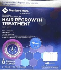 Member's Mark 5% Minoxidil Topical Hair Regrowth Treatment 1- 6 Months Exp 09/26