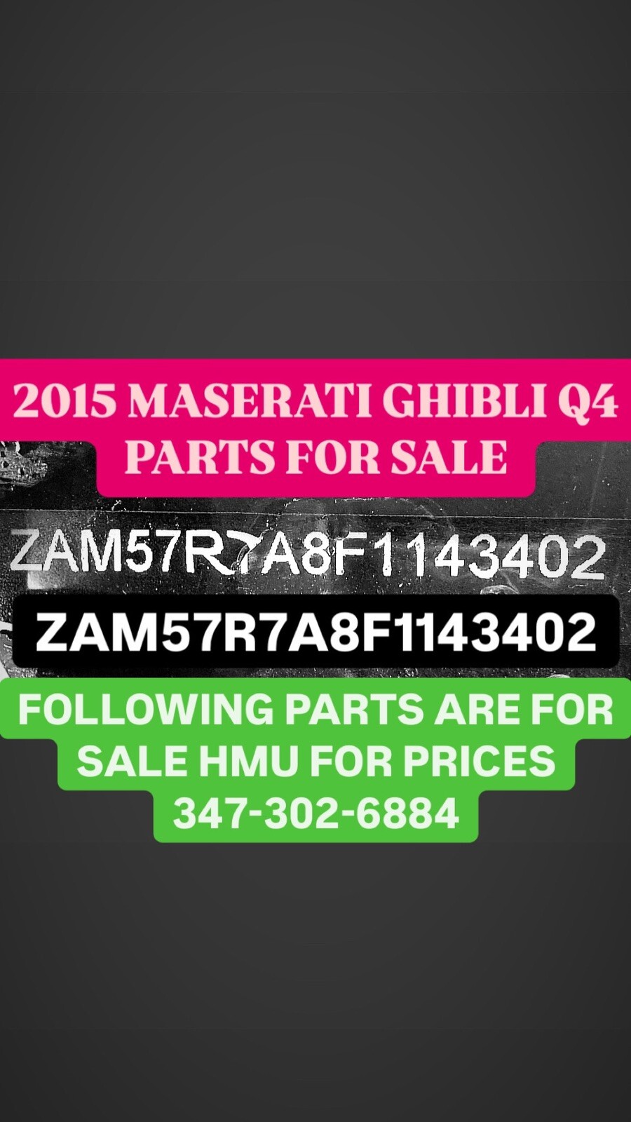 MASERATI Q4 PARTS FOR SALE. HMU FOR PRICES