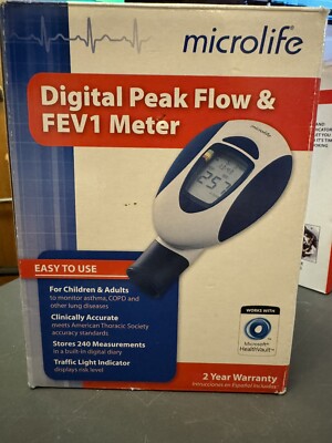 Microlife Digital Peak Flow & FEV1 Meter.  Asthma, COPD.  Brand New In Box