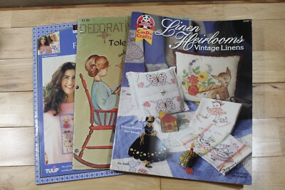 Lot 3 VTG crafting books Needlework, stitching, Decorative Painting, Patterns