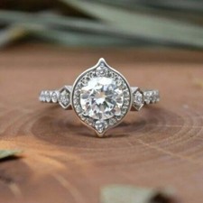 3.10 Ct Round Cut Lab-Created White Diamond Engagement Ring 925 Sterling Silver