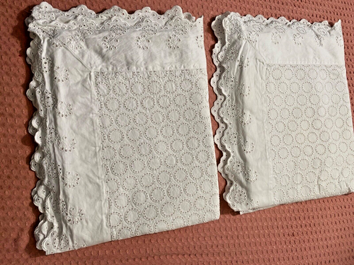 Gorgeous Country Living White Embroidered Lace Pillow Sham 100% Cotton Standard - Picture 4 of 12
