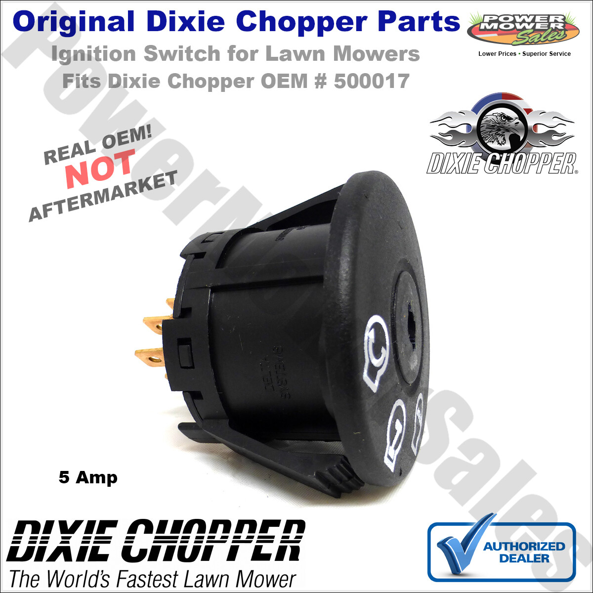 Genuine Dixie Chopper 5 Amp Ignition Switch for Lawn Mowers / 500017 eBay