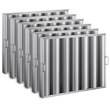 WILPREP 6 Packs 20"x25" Commercial Exhaust Hood Grease Filters 6-Grooves Baffles