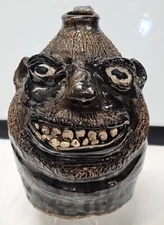 MARIE ROGERS Indigenous Southern Primitive Folk Art Pottery Face Jug Signed