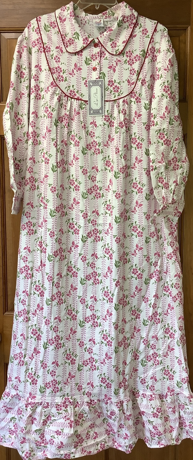 Vintage Lyn Anne Women's Long Cotton Flannel Granny Nightgown Floral