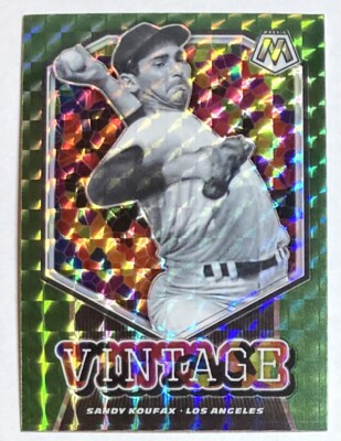 2021 Panini Mosaic Dodgers Sandy Koufax Vintage Green Prizm Insert Card #V15