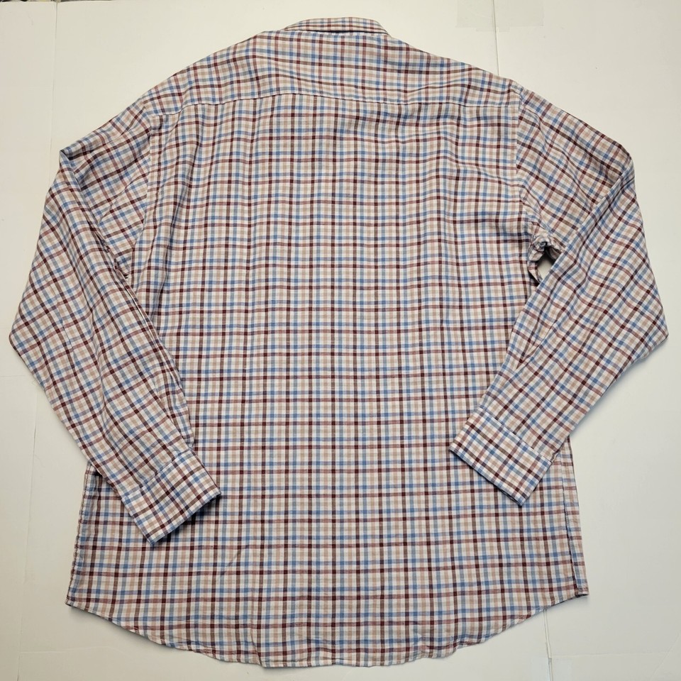 $198 New MILLER WESTBY Button Shirt Men XL X-LARGE Red Blue Check LINEN ...