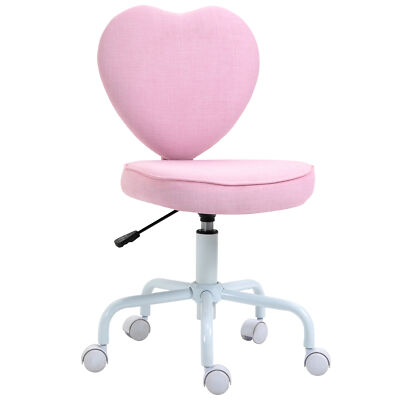 Kids Girls Heart Love Shaped Small Task Chair for Vanity Bedroom Reading Study