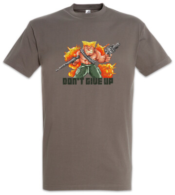 Mercenary Don't Give Up T-Shirt Gamer Gaming Pixel Retro 8 16 Bit Geek Nerd