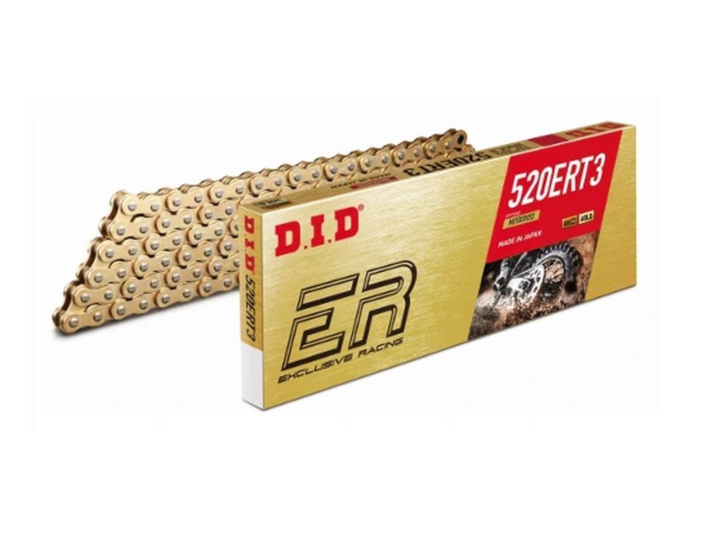 Chaîne moto DID 520ERT3GG friction réduite 94 maillons pour motocross