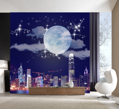 3D Night City Moon 14783NA Wallpaper Wall Murals Removable Wallpaper Fay
