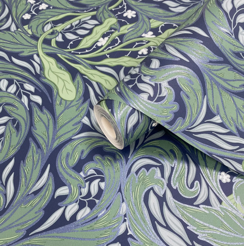 VALE LEAF BLUE GREEN WALLPAPER QUALITY FEATURE WALL 221501 - Picture 3 of 15