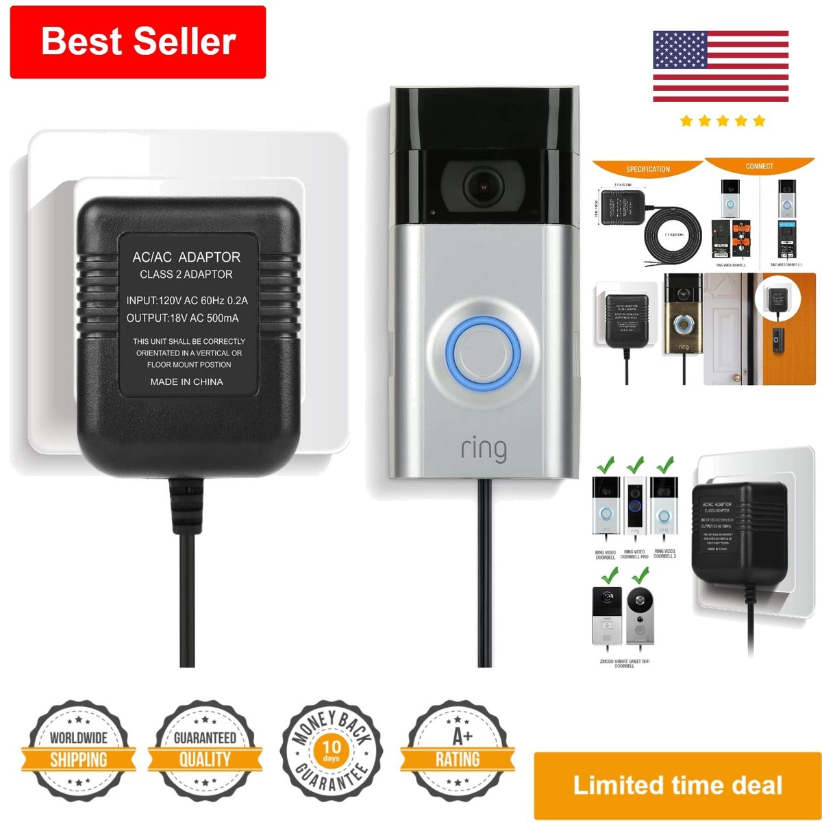 Doorbell Pro Power Kit Ring Doorbell Mechanical Chime Adapter