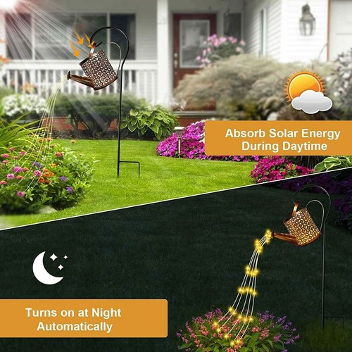 LED SOLAR LEUCHTE GIEßKANNE DEKO-KANNE LED WASSERFALL FÜR GARTEN AUßEN LAMPEN DE - Bild 5 von 13