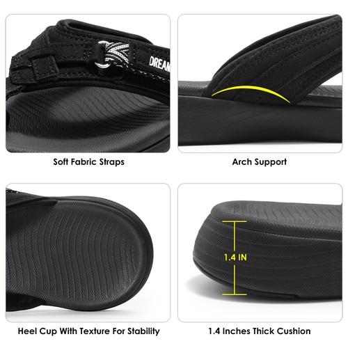 Women Arch Support Flip Flops Summer Soft Cushion Beach Walking Thong Sandals - 第 54/96 張圖片