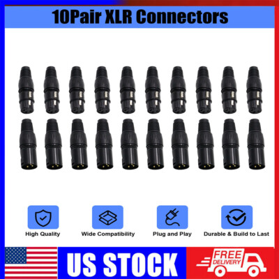 XLR 3 Pin Male&Female MIC Connector Plug Audio Microphone Connector 10Pair