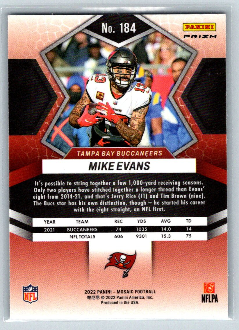 2022 Panini Mosaic #184 Mike Evans Silver Tampa Bay Buccaneers
