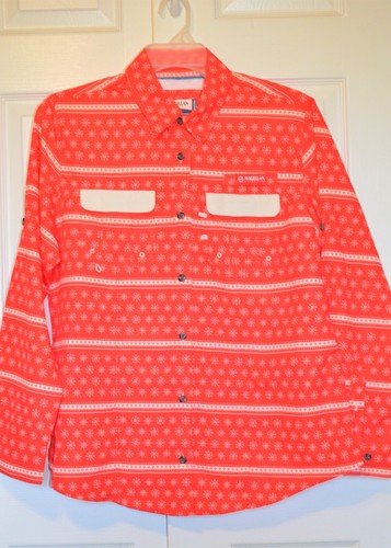 Magellan Outdoors Women's L Shirt Long Sleeves Button Front Snowflake Print Nwot - Picture 2 of 16