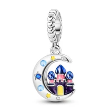 MULA European Moon Castle Pendant DIY Charm AAA CZ For Bracelet 925 SilverPlated