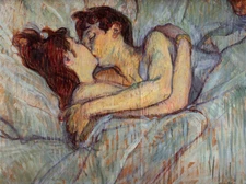 In Bed, The Kiss, Couple Love, Bed Room Decor,  Post-Impressionism Art Print
