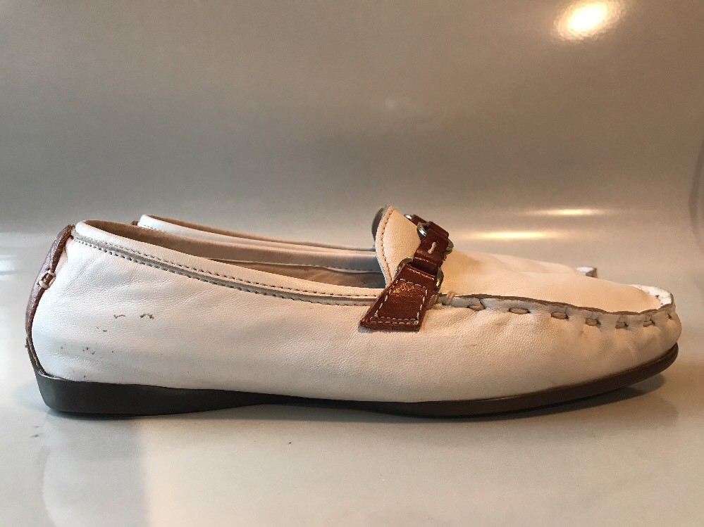 AGL Attilio Giusti Leombruni 36 5 White Brown Loafer Driver 