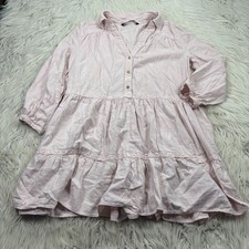 Zara Women's XS Pastel Petal Pink Tiered Pop Over Swing Mini Dress Soft Girl