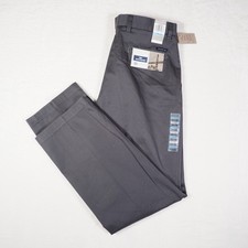 NWT Dockers Khakis Men's Pants gray D2 Straight Fit 36x32 Flat Front Cotton