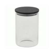 Clear Glass Cylinder Storage Jar with Black Lid 550ml
