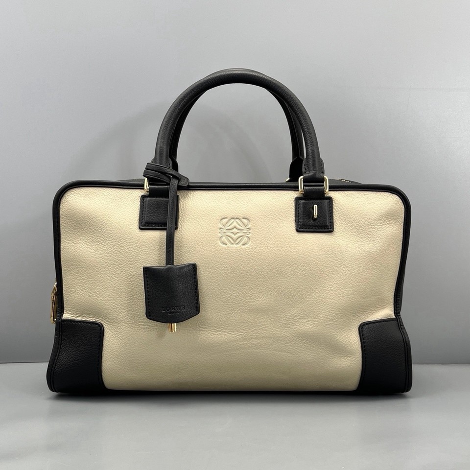 Authentic Pre‑owned Loewe Two‑Tone Leather Amazona 36 Handbag