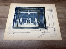 Ancienne assiette plan de vitrine architecte allemand vitrine magasin Schrammen