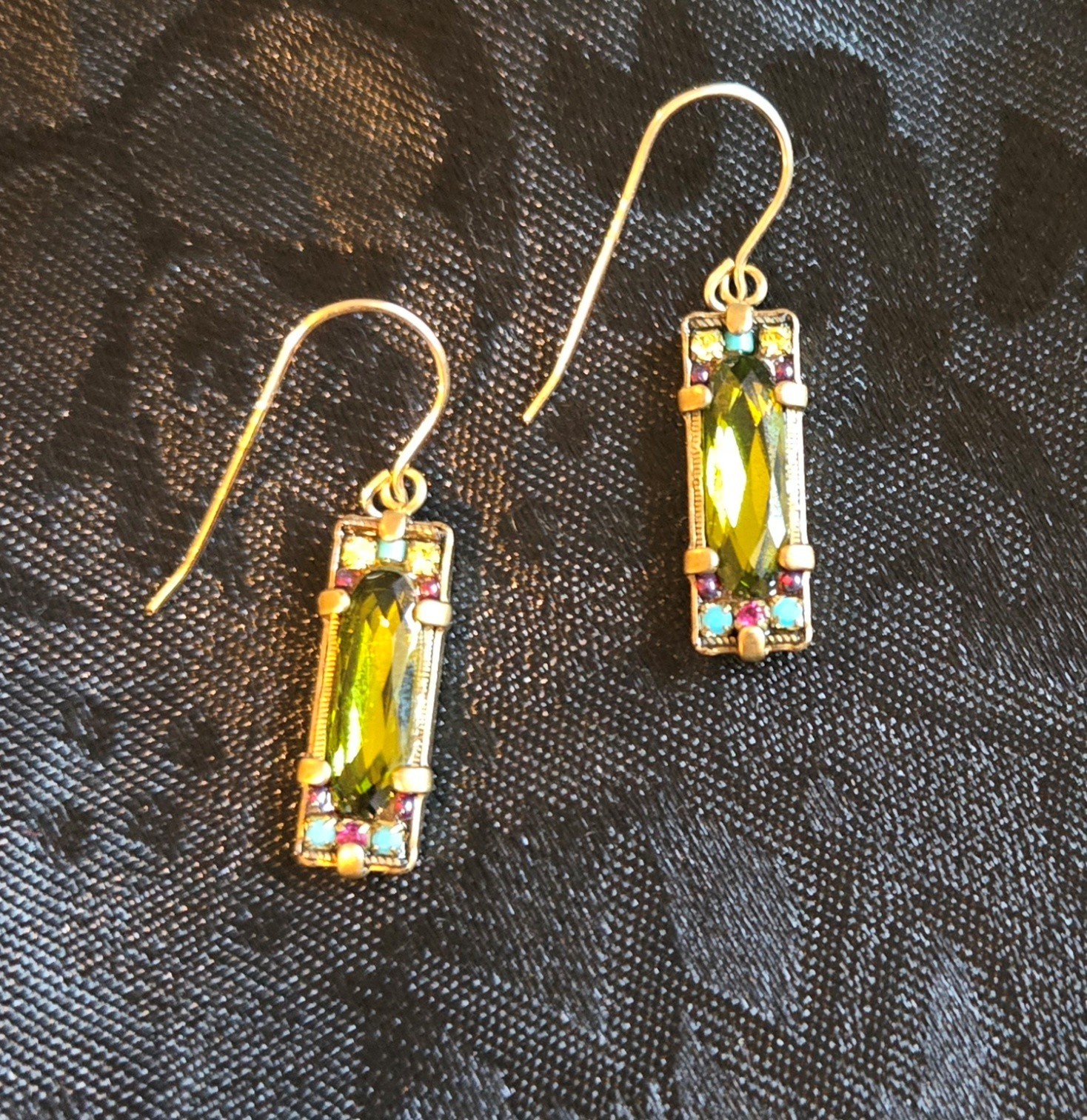 Art Deco Style Rectangular Drop/Dangle Earrings w… - image 2