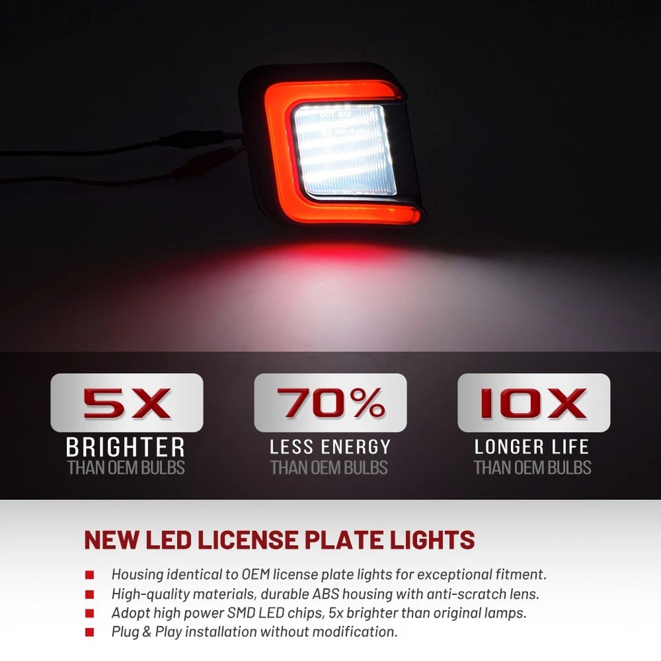 2PCS LED Number License Plate Lamp for Dodge Ram 1500 2500 3500 RAM 2003-2024 - Image 2 of 4