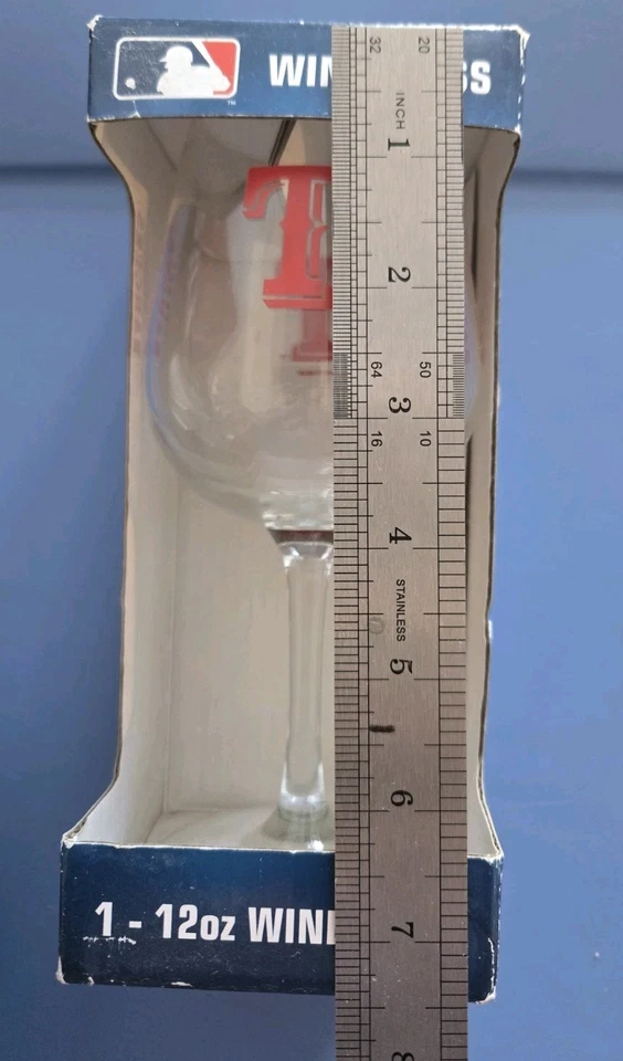 MLB Texas Ranger 12 OZ Copa de Vino Día del Juego Tallo Rojo Transparente Logo Nuevo en Caja Foto 2 de 4