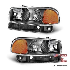 Headlight Assembly Pair for 1999-2006 GMC Sierra 1500 2500 3500 99-06 Black