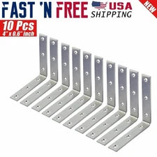 10 Pcs 4" inch Heavy Duty L Shape Corner Brace Angle Repair Bracket w/Screws Bul